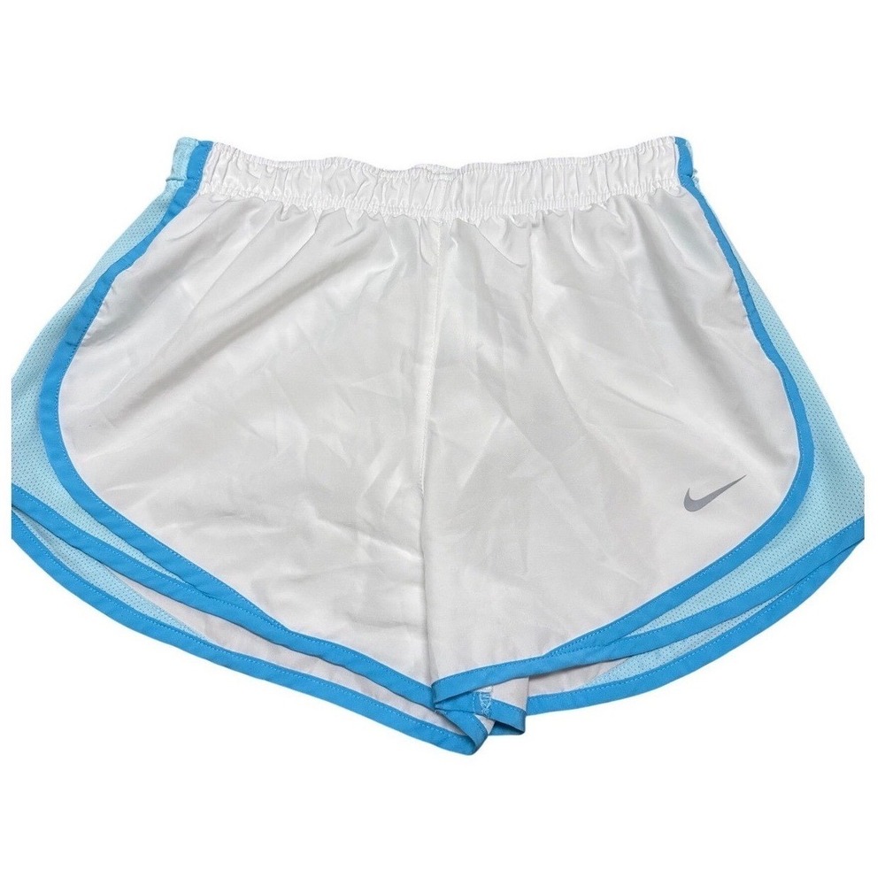 Nike‎ Dri-FIT Running Shorts Womens Medium White/Blue Gym Summer Sports EUC
